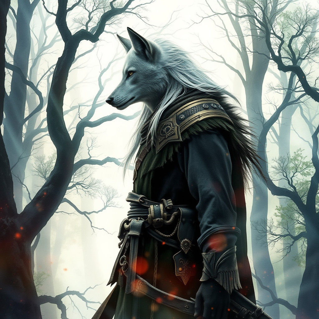 Elven Warrior in Forest, Alcohol Ink Watercolor