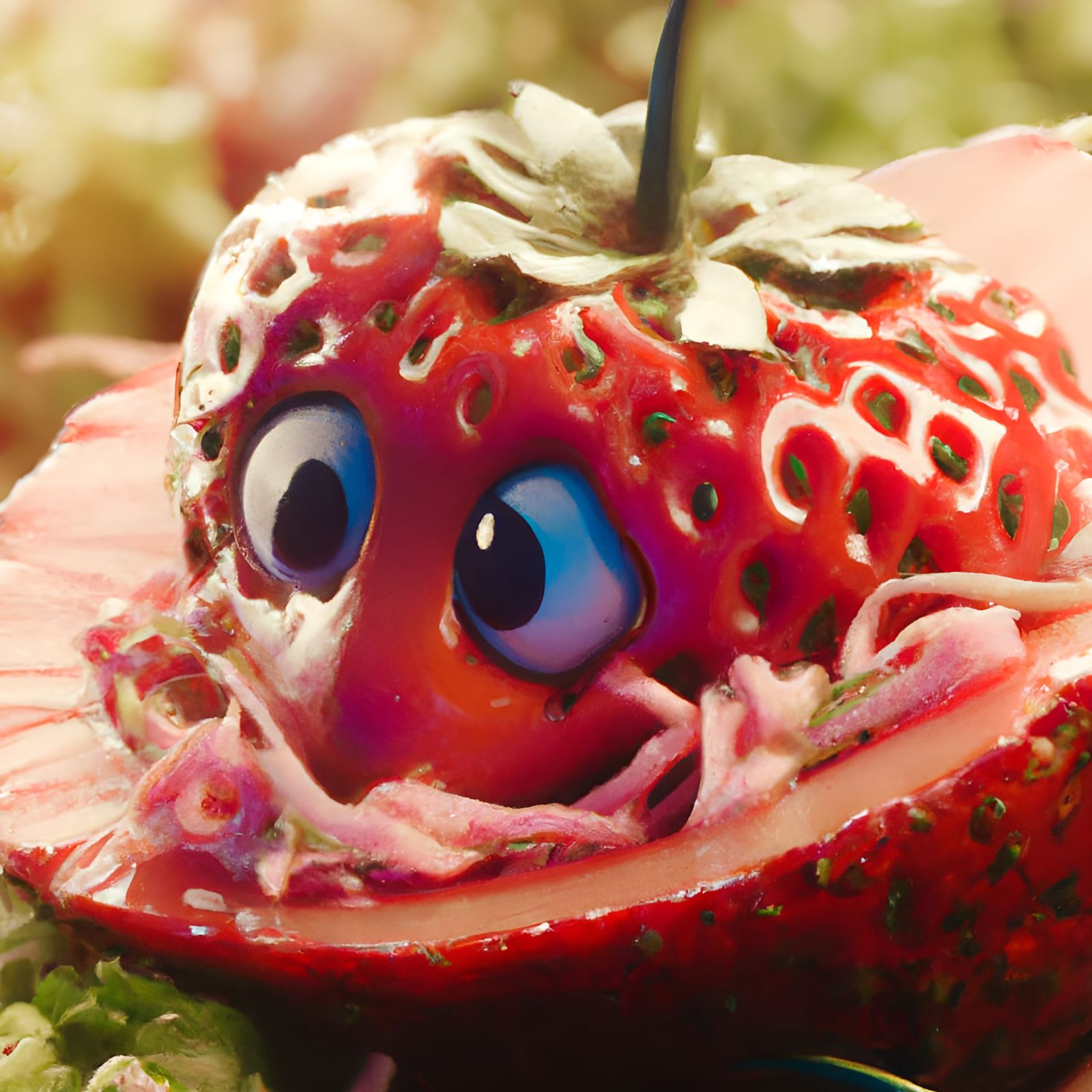 Strawberry in Coleslaw: 3D Detailed Matte Painting