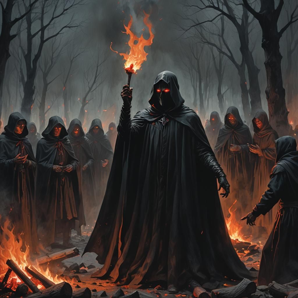 Ominous Figure in Dark Fantasy Landscape