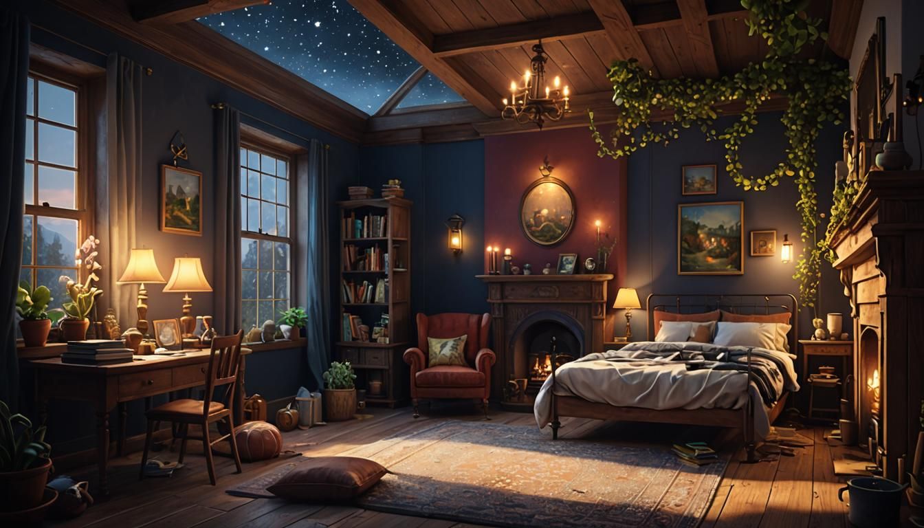 Magical Bedtime Story with Warm Lighting and Deep Color