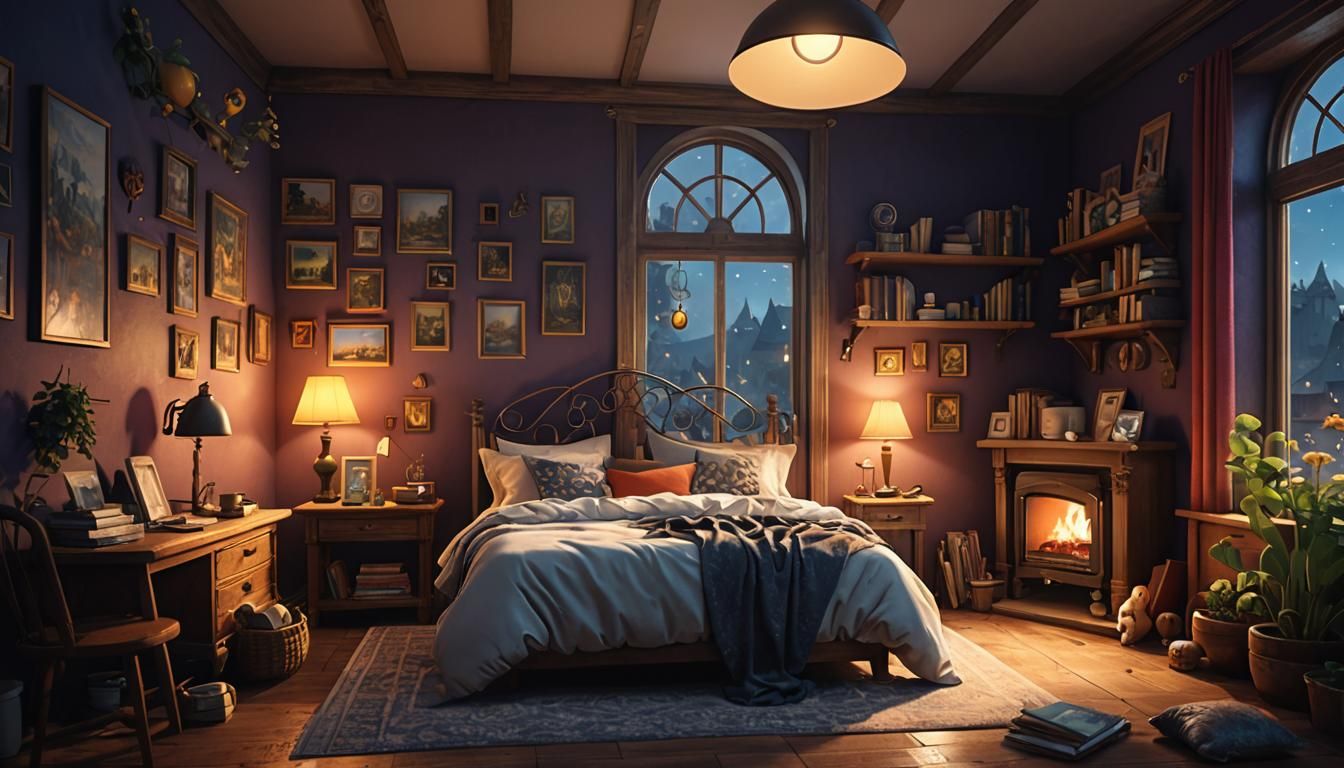 Magical Coffee House Bedtime Story: Detailed Matte Painting