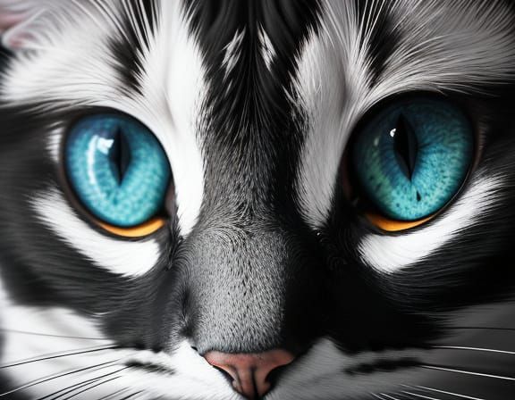 Monochromatic Calico Cat on Geometric Staircase in Surreal S...