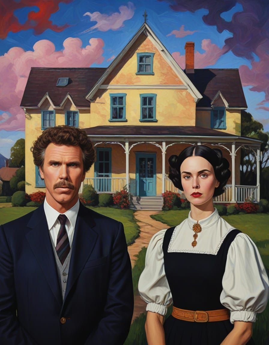 Surrealistic Farmer's Masterpiece in Oil Painting