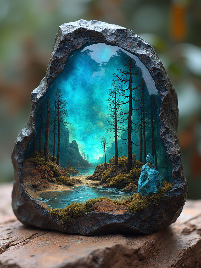 Mineral Landscape in Glass Shadow Box
