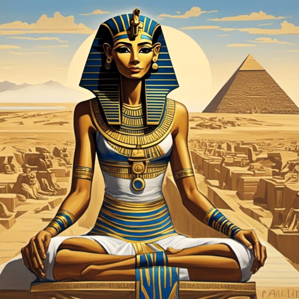 Surreal Egyptian Sphinx and Pyramids