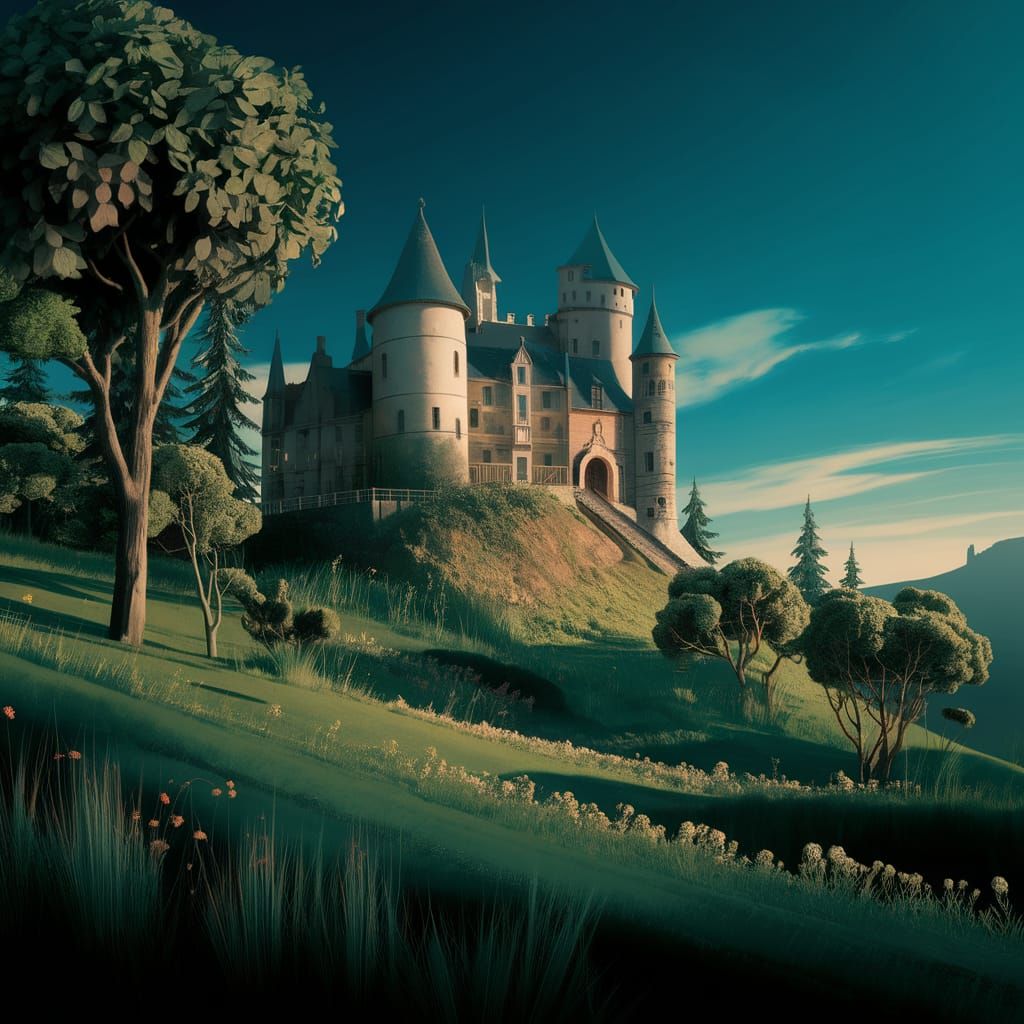 Fantastical Castle Landscape in Detailed Matte Painting