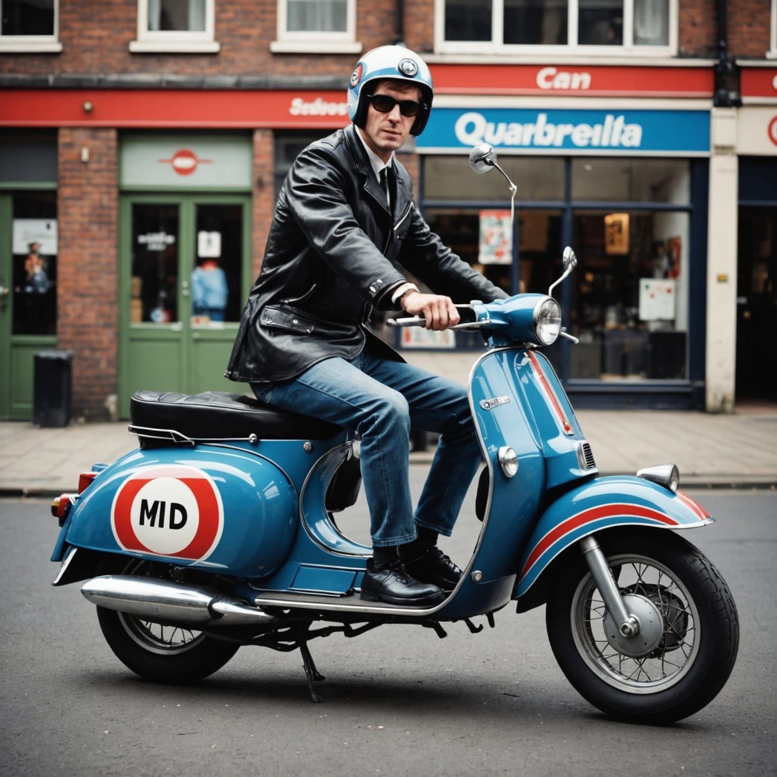 Quadrophenia style lambretta scooter wearing mod target the jam