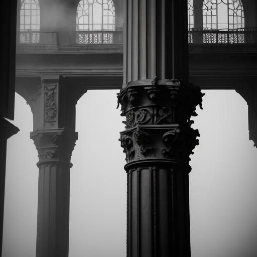 Gothic Model in Fog: Black and White Photography