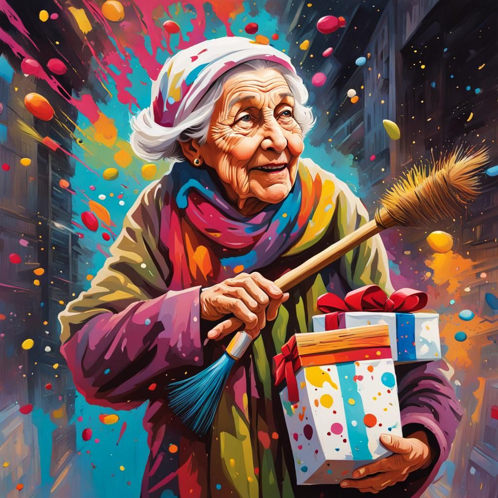 Epiphany Gift Bringer in Graffiti Art Style