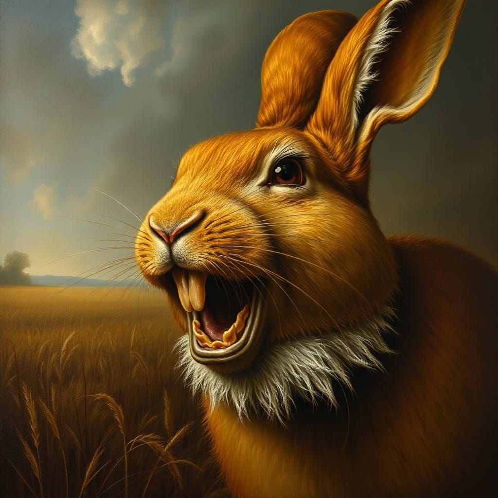Laughing Giant Rabbit in Dutch Golden Age Style