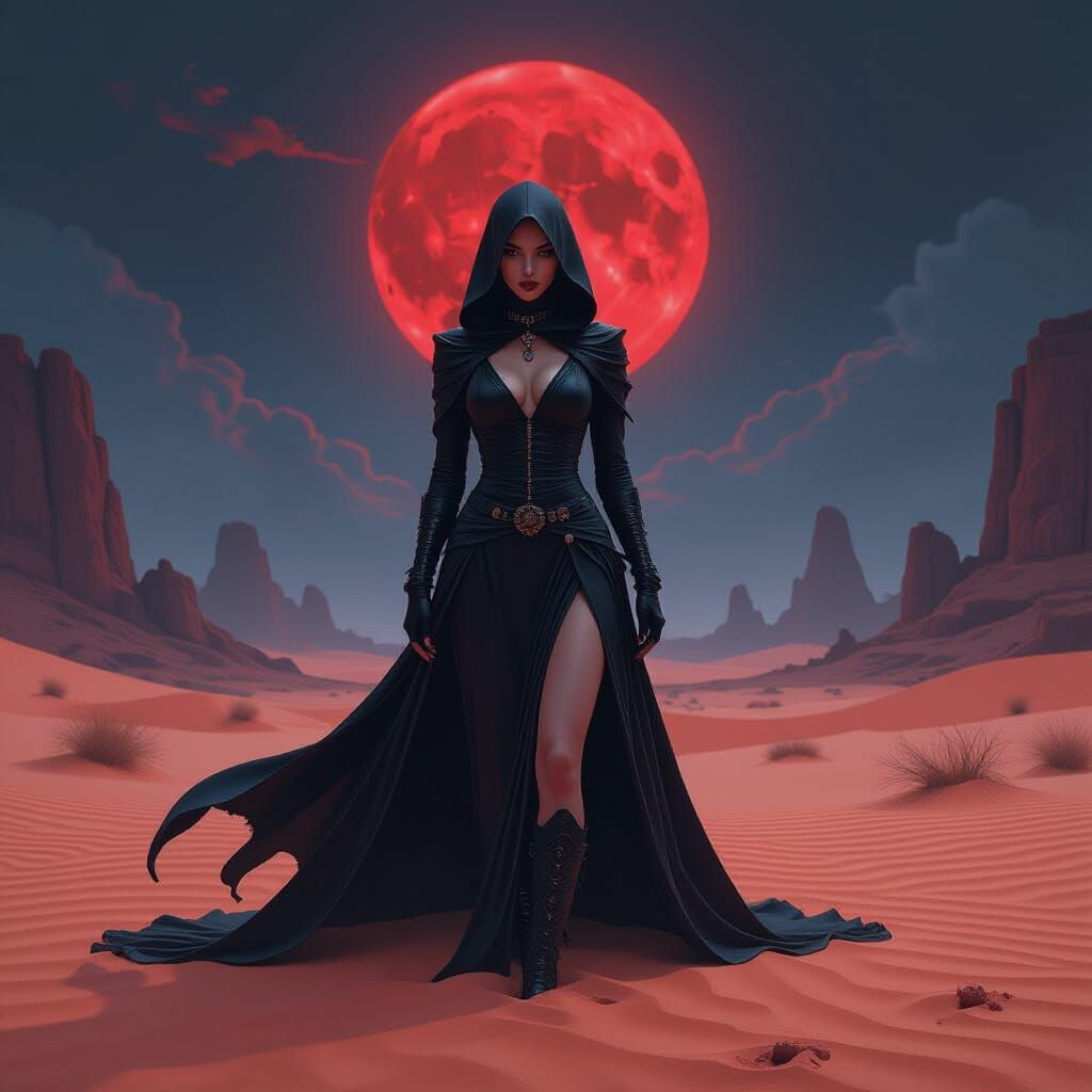 Demoness in Cursed Wasteland: A Biomechanical Vision