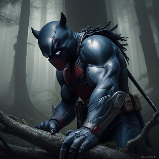 Deadpool and Wolverine in Mystical Forest