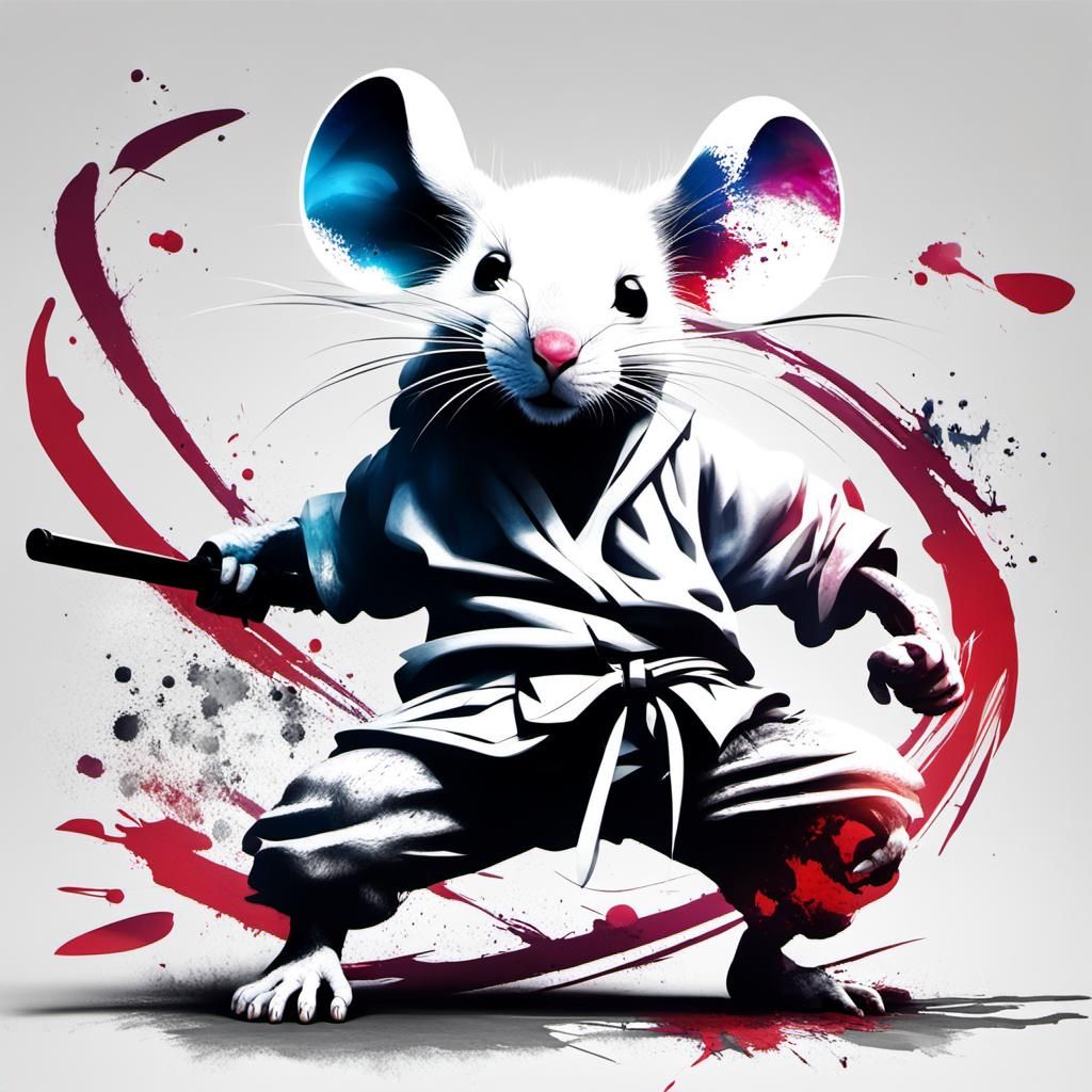 Urban Mouse Duel: Katana Action in Ultra Realism