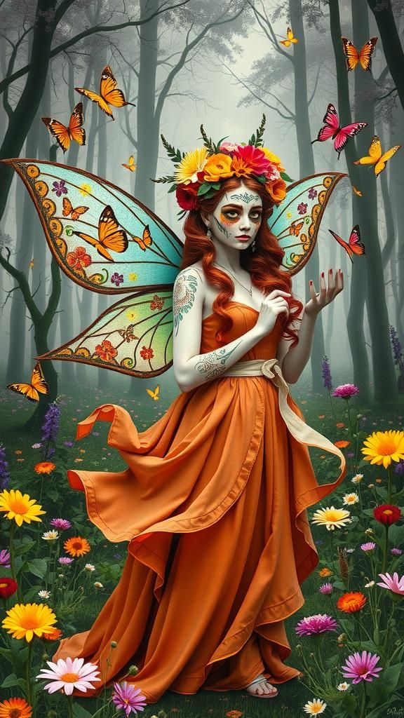 Spirit Woman with Día de los Muertos Face Paint