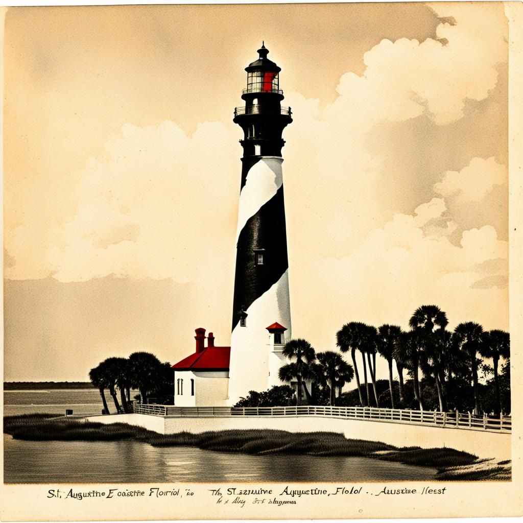 St. Augustine Lighthouse Vintage Postcard View