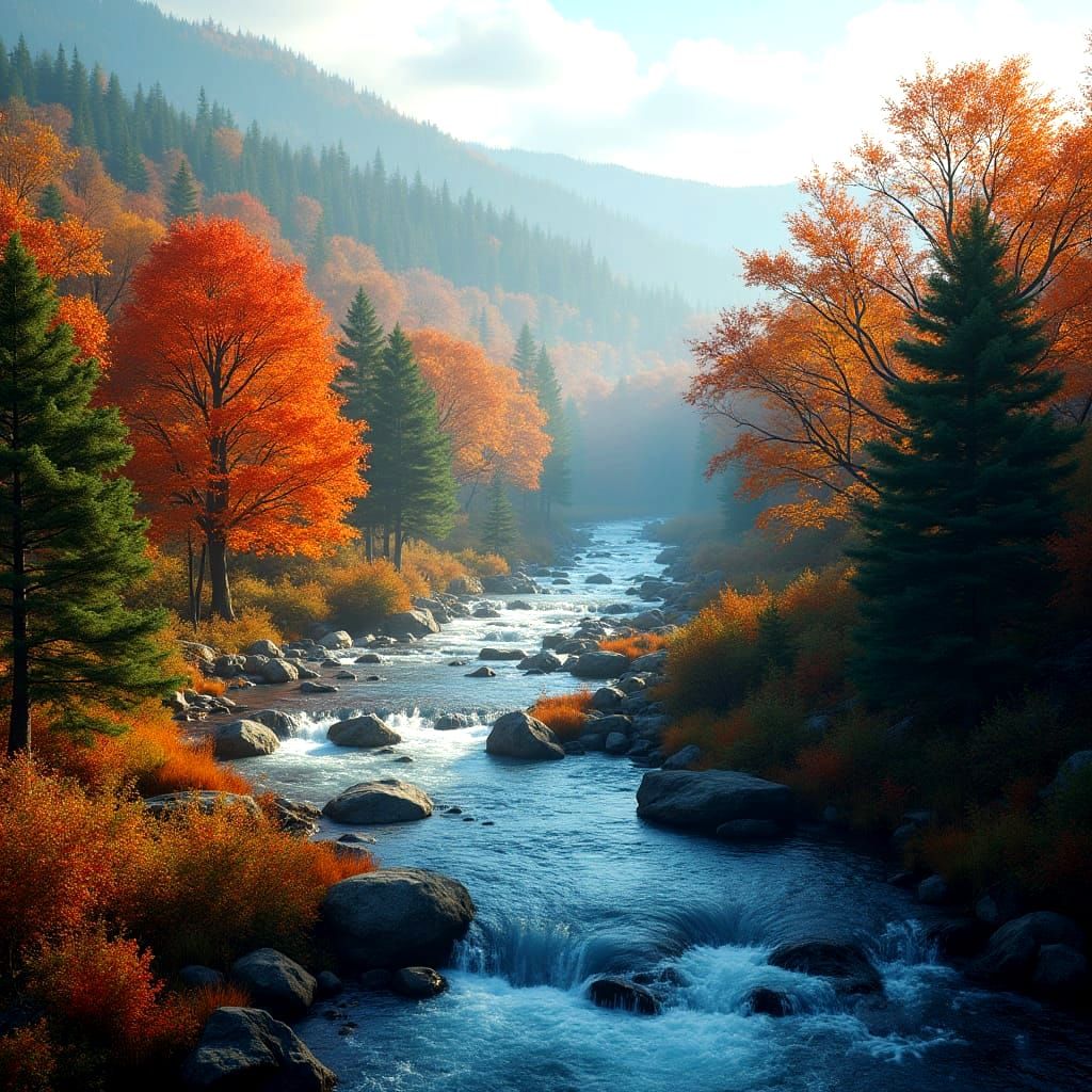 Vibrant Autumn Scene in Vermont