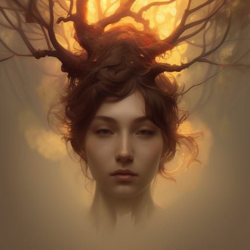 Four Seasons Tree Portrait in Hyperdetailed Style