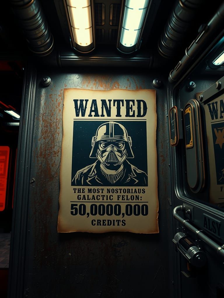 Galactic Felon Wanted Poster in Hyperrealism