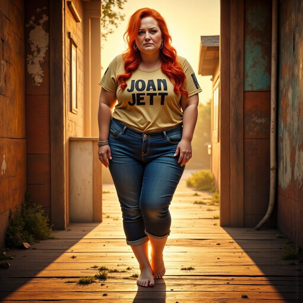 Cyberpunk Rock Goddess in Sunset Glow