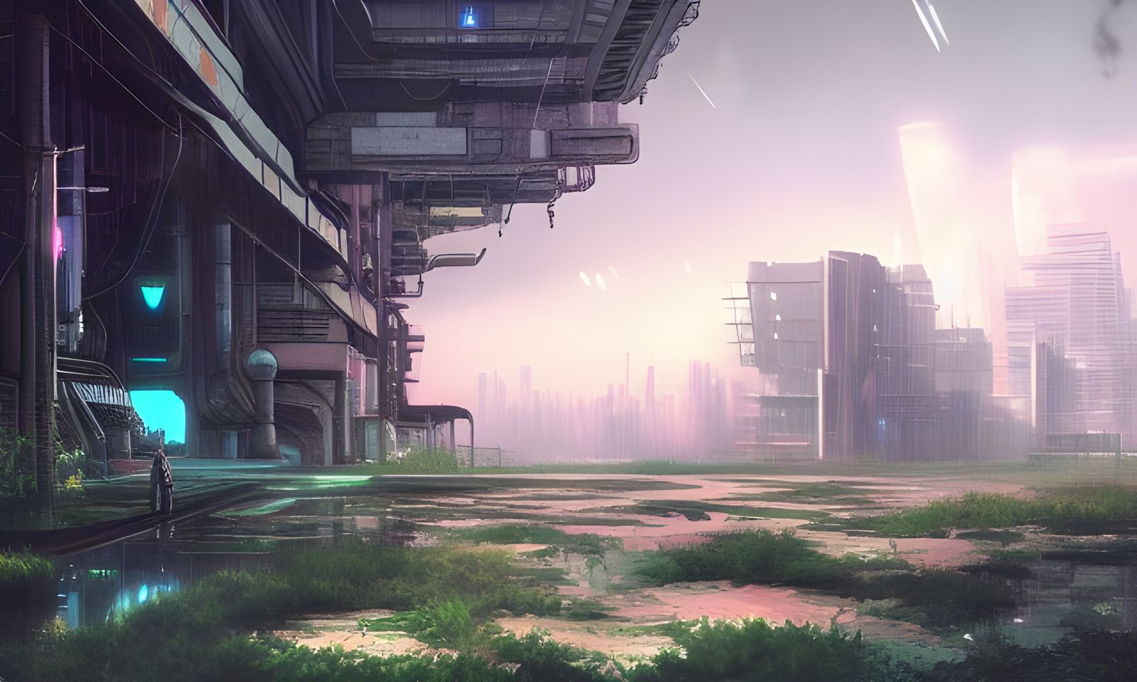 Post cyberpunk abandoned city