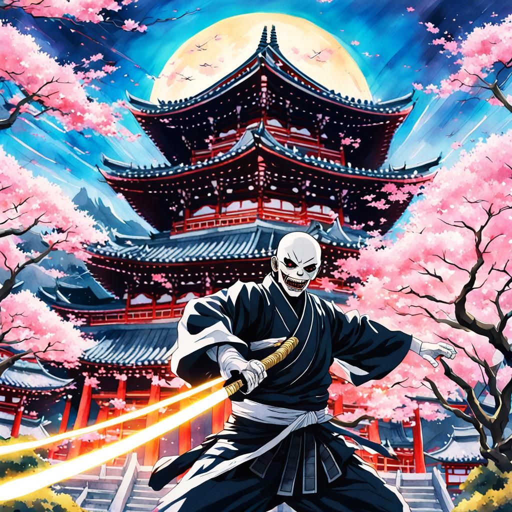 Epic Shinigami Battle in Traditional Japanese Landscapes