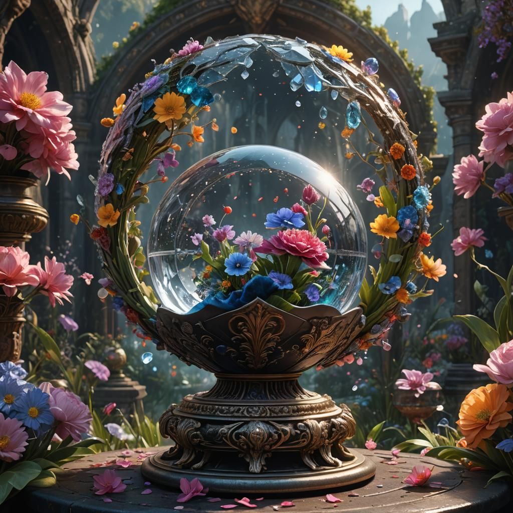 Witch Head with Crystal Ball: Fantasy Art