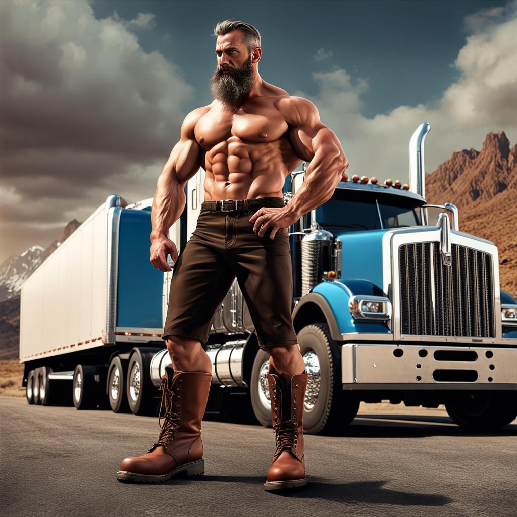 Bodybuilder on Kenworth Truck: Detailed Matte Painting