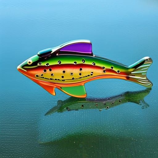Blown Glass Rainbow Trout Art