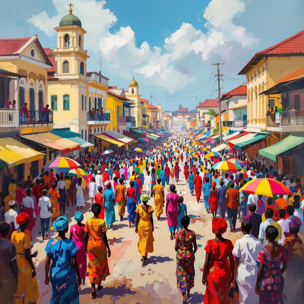 Accra Ghana Celebrates Independence: Vivid Painting