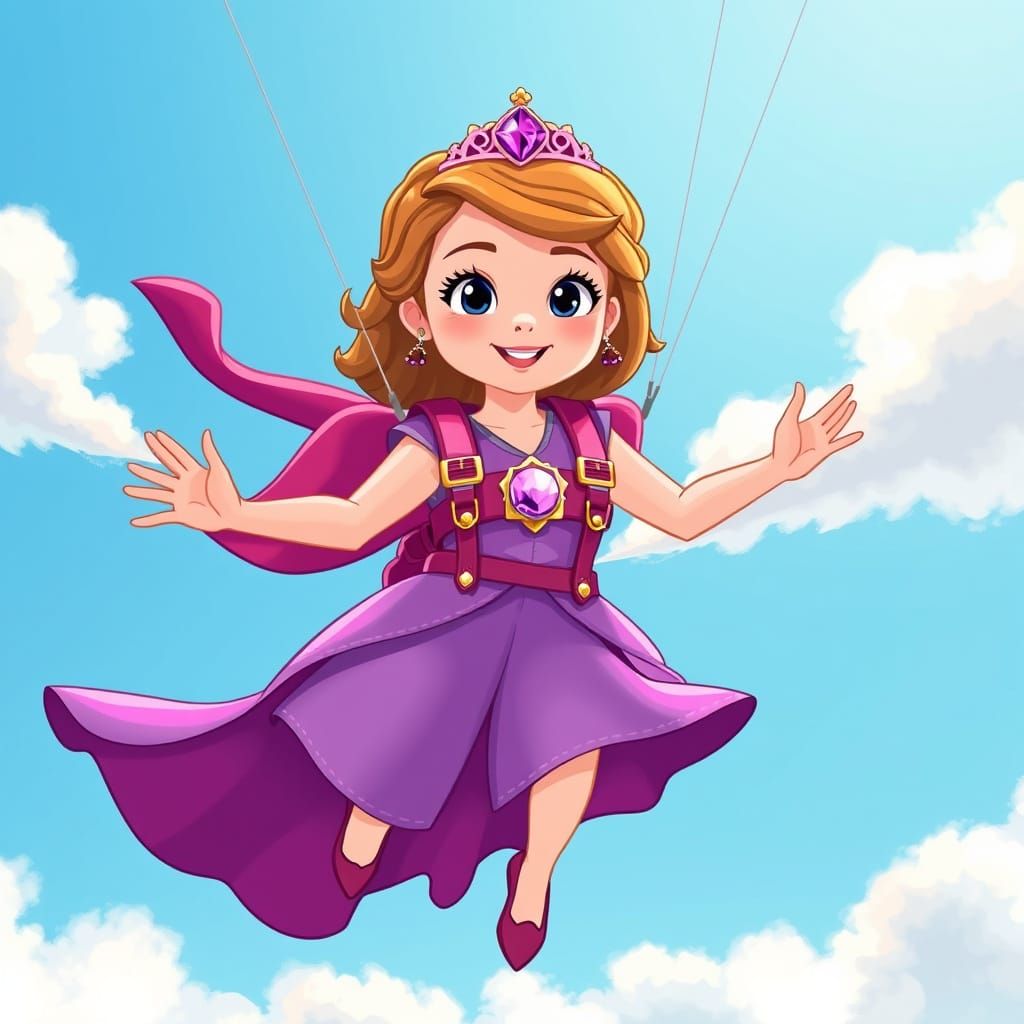 Princess Sofia Skydiving with Purple Amulet