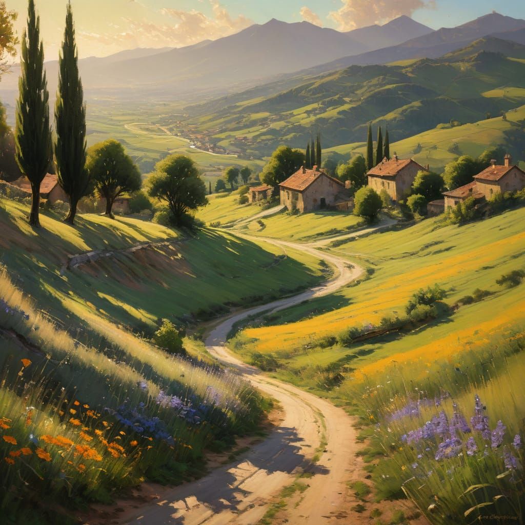 Surreal Landscape of a Pilgrim's Journey Along the Winding V...