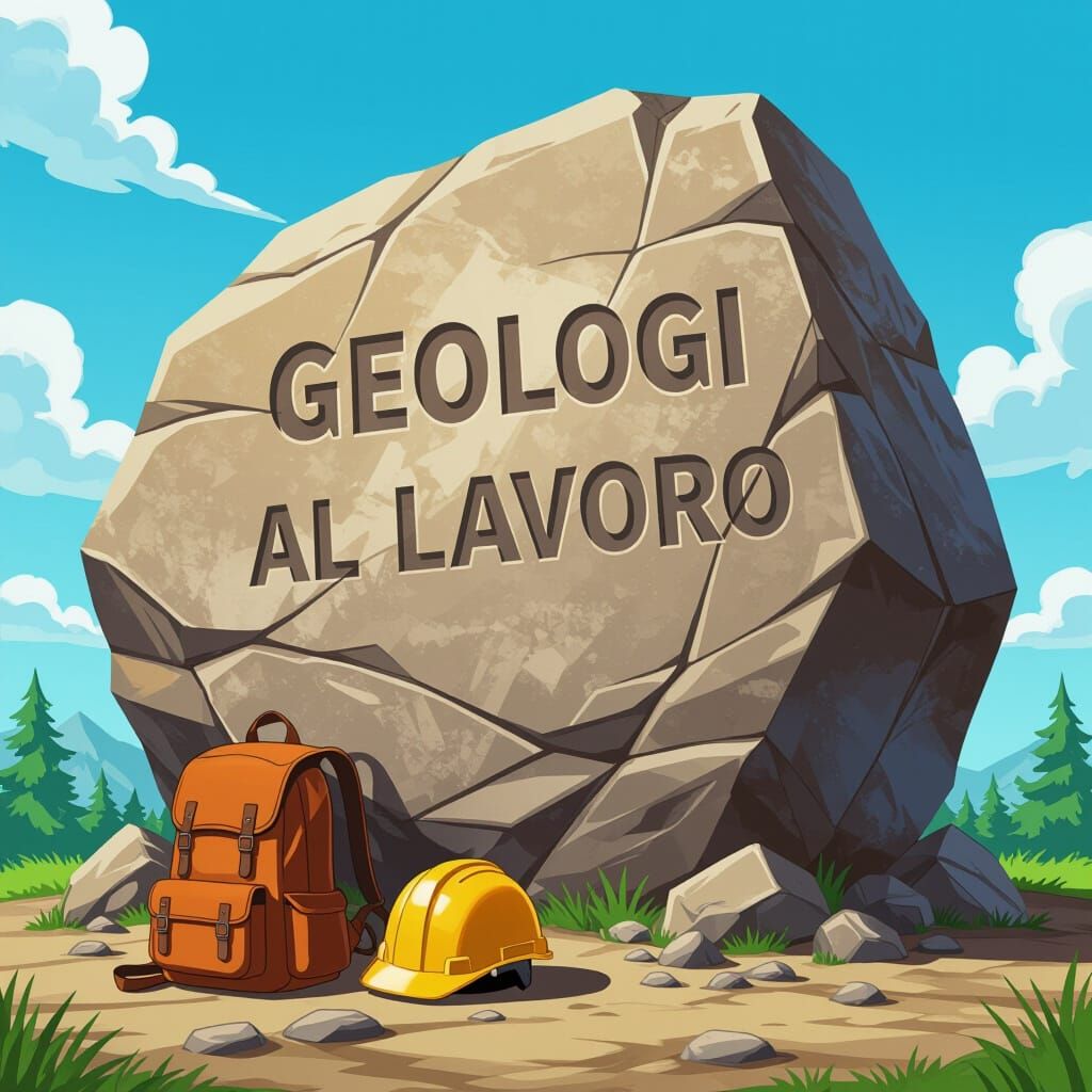 Engraved Boulder with Gear in Comic Book Style