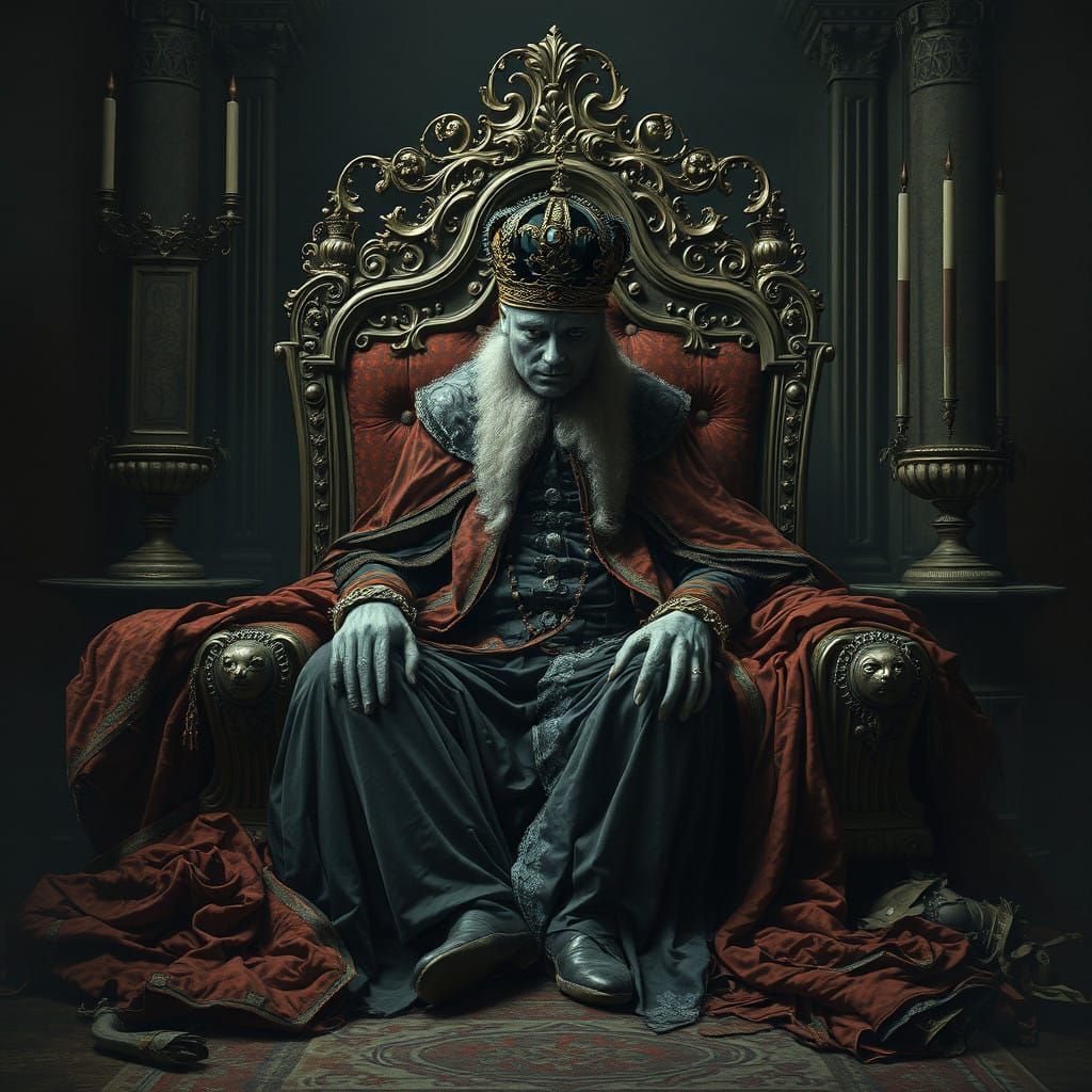 Fallen Monarch in Tattered Opulence