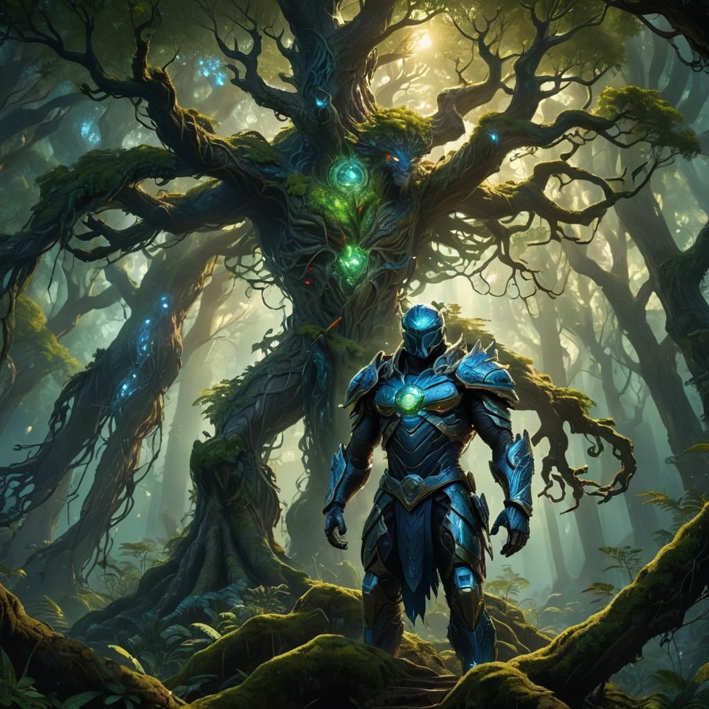 Earth Guardian in Lush Forest: Digital Art