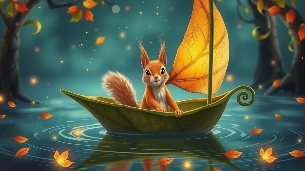 Squirrel's Dreamy Sail Through Fairy Tale Forest