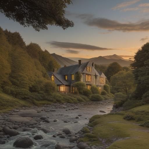 Golden Hour Hobbit Manor by the River