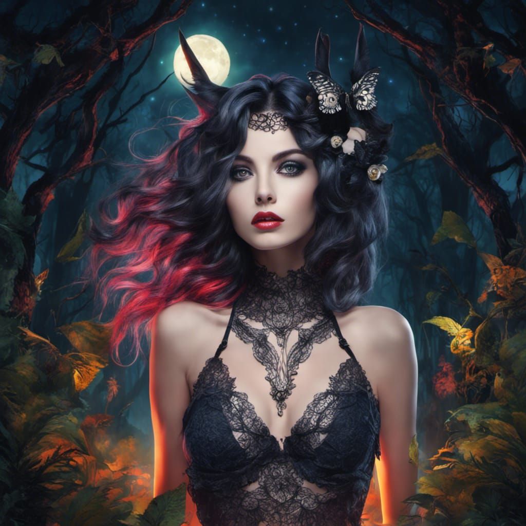 Gothic Woman in Burton Style Forest