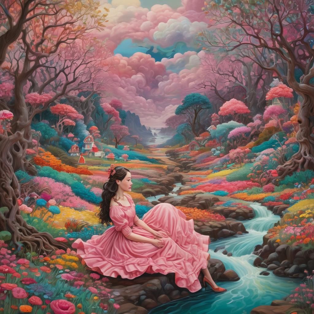 Whimsical Miranda in a Storm of Color