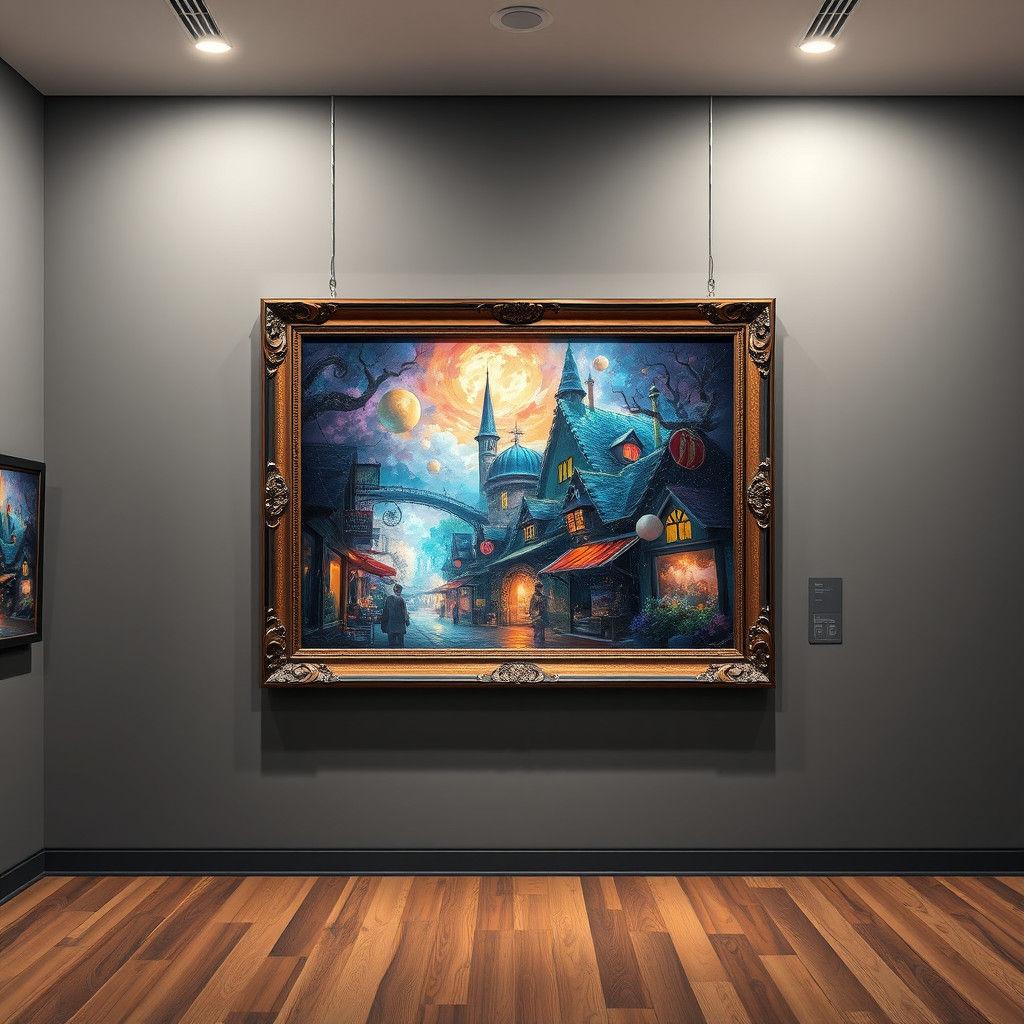 Mystical Street Scene in Art Gallery, Fantasy Concept Art