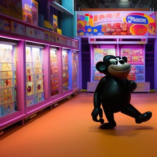 Chimpanzee Shopping for Screws: Whimsical 3D Digital Art