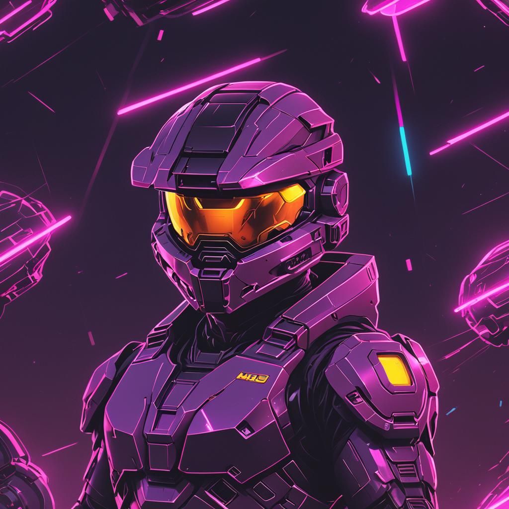 Synthwave Halo in Neon Retro Style