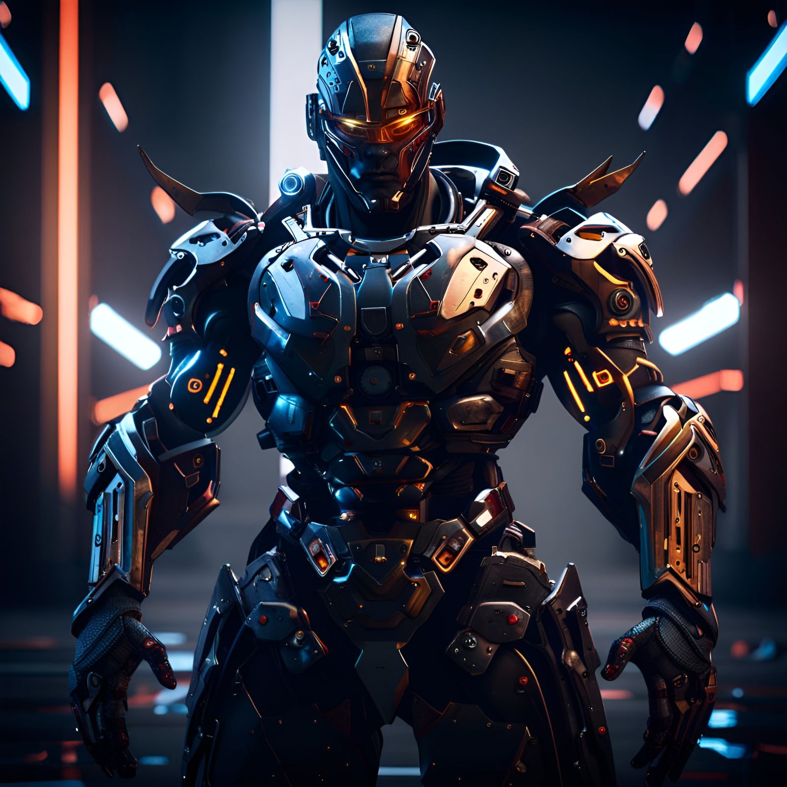 Cyborg Ronin in a 3D Game Cinematic Style