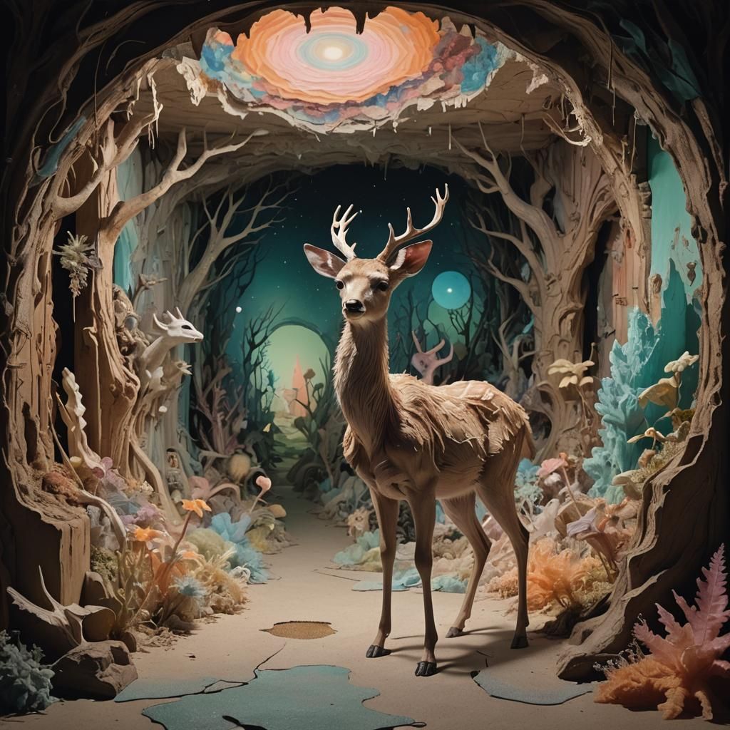 Surreal Shadow Man in Psychedelic Pop Art Dreamscape