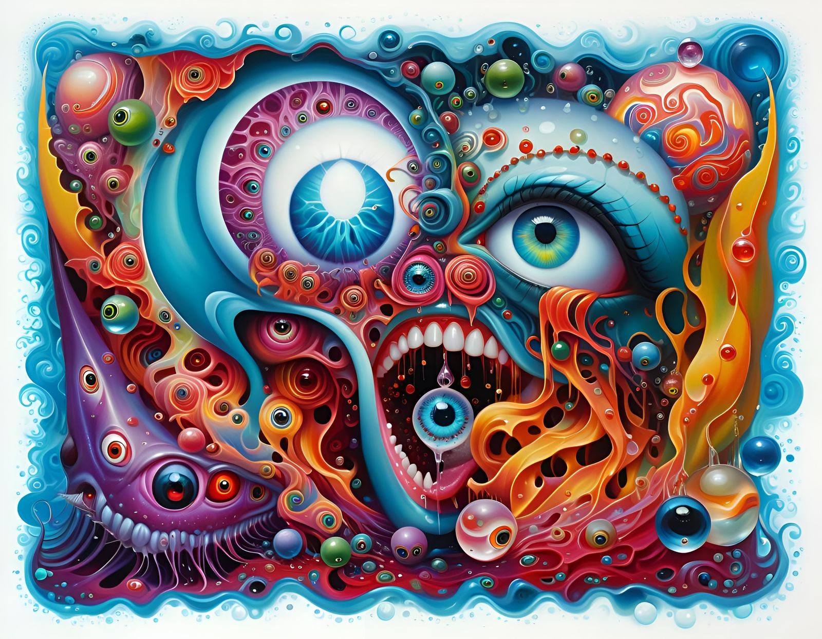 Surreal Shaman with Interconnected Neurons as Digital Oil Pa...