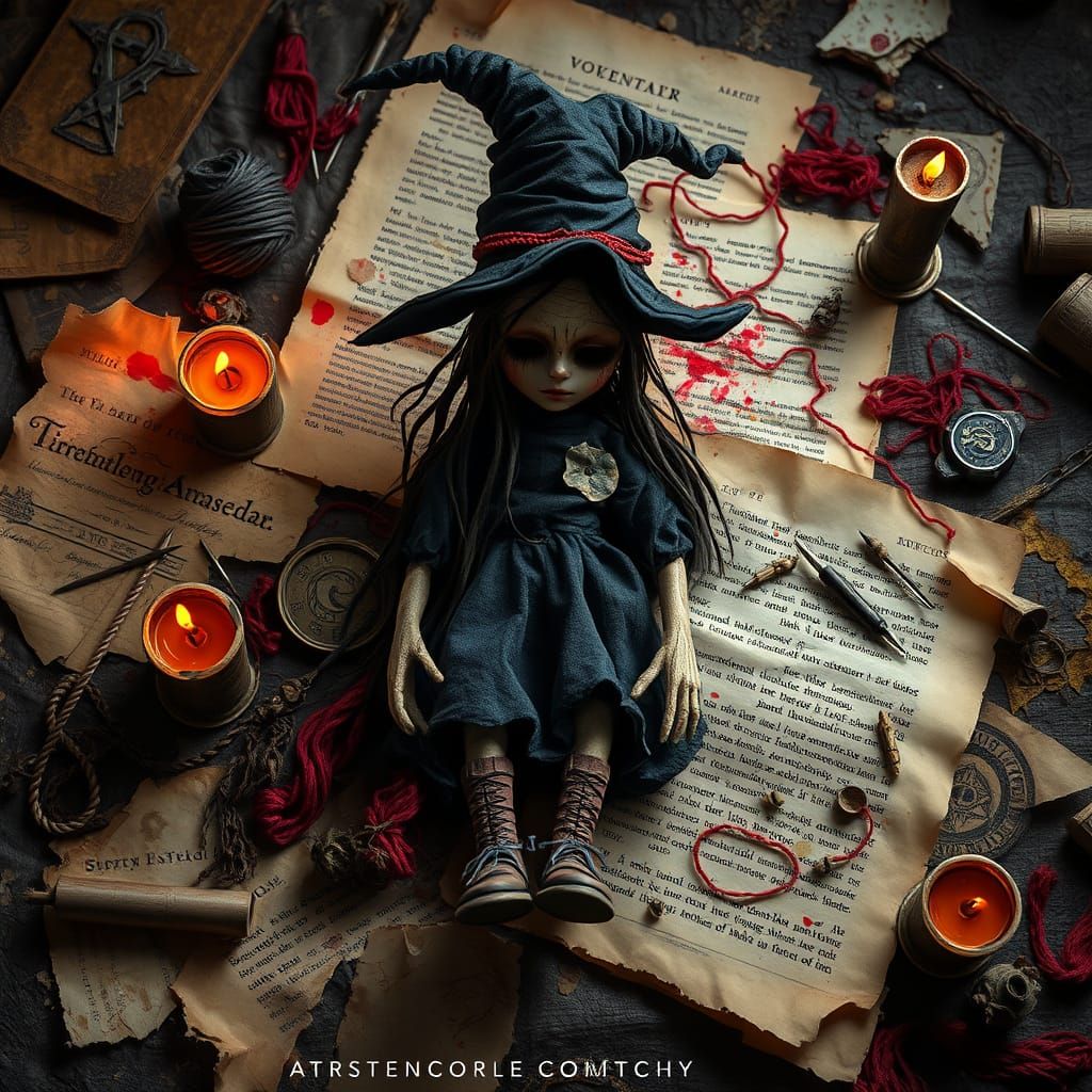 Mystical Voodoo Doll in a Richly Textured Backdrop