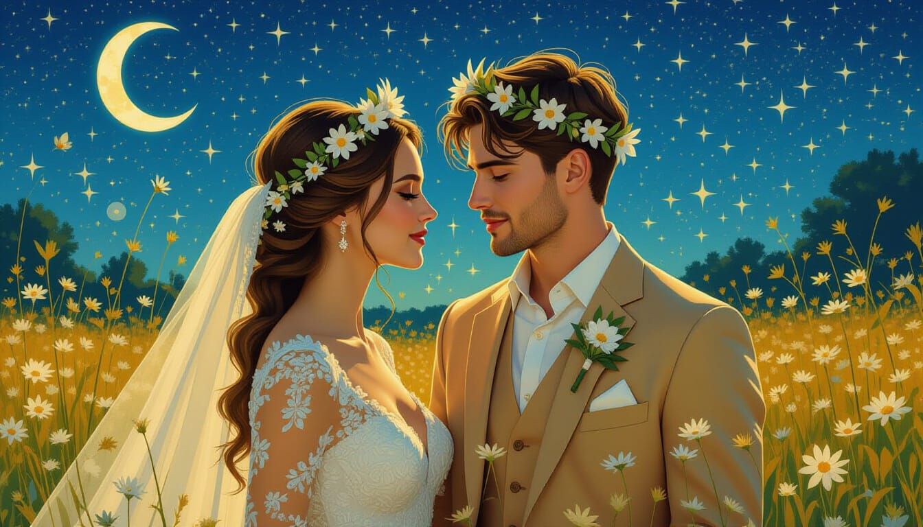Fantastical Wedding Ceremony Under a Starry Night Sky