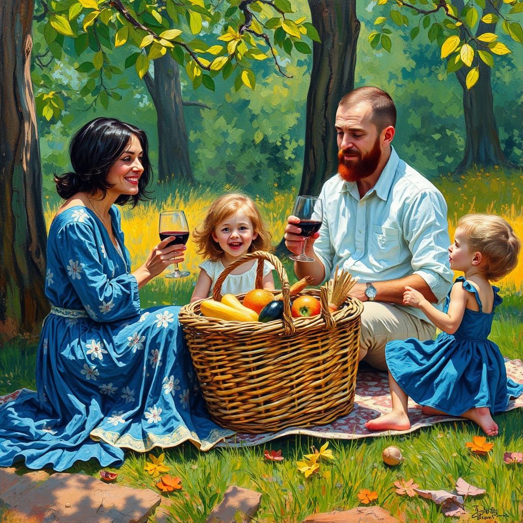 Post-Impressionist Oil Painting of Vibrant Colors and Thick ...