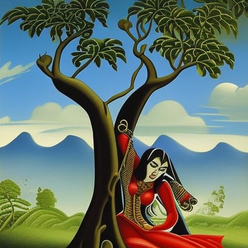 Vampirella in Psychedelic Abstract Fantasy Style