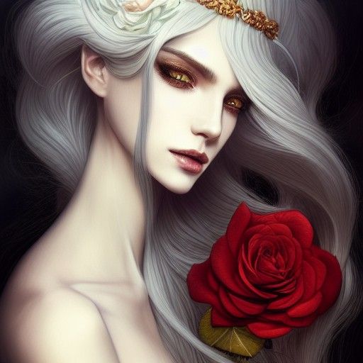 Decadent Portrait of Androgynous Goddess in Digital Art