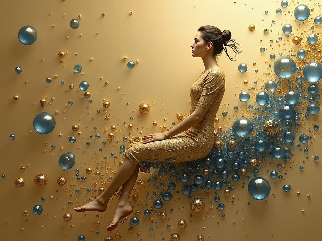 Abstract Gold and Silver Matte Painting in 8K